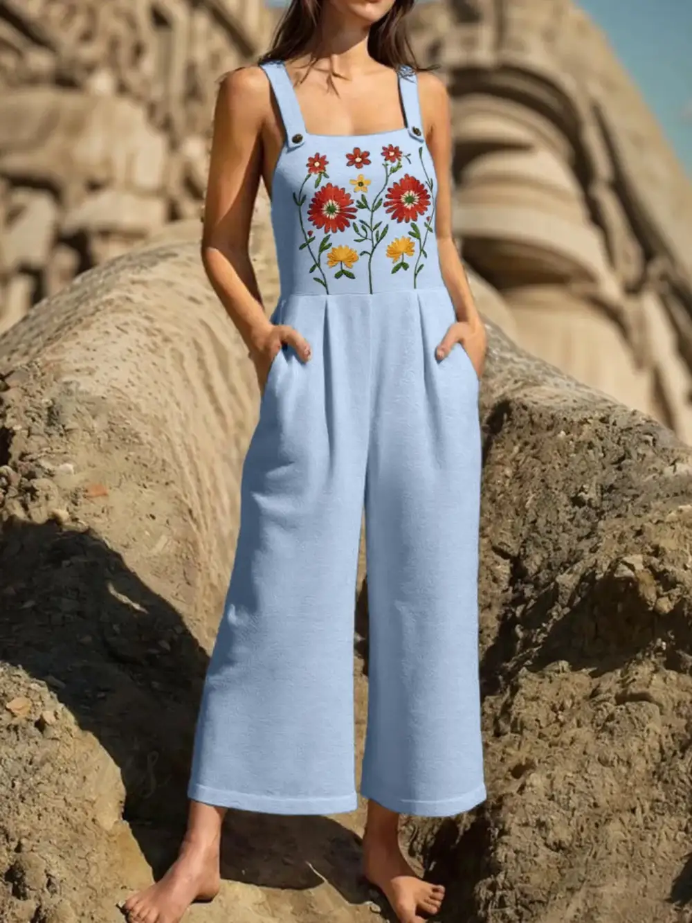 Polished Floral Wide Leg Jumpsuit