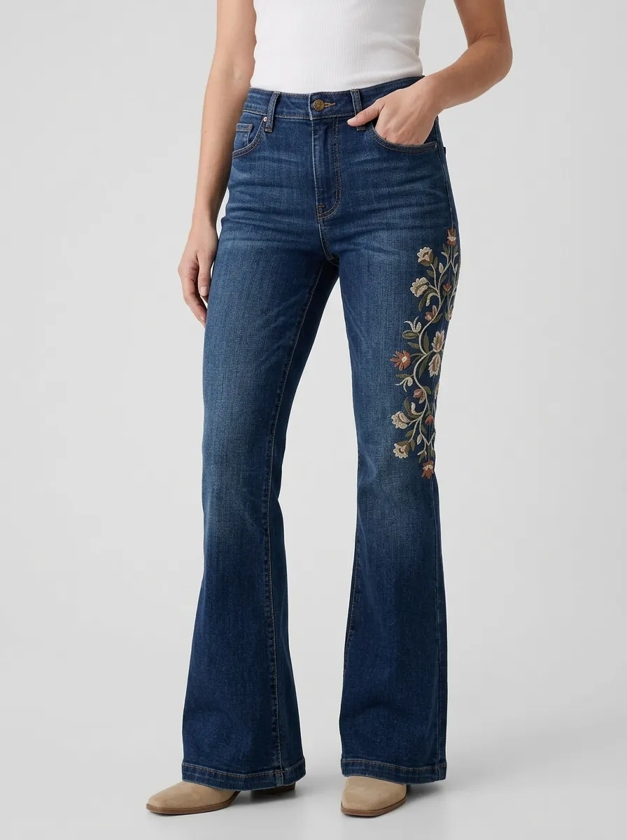 Relaxed Embroidered Denim Jeans