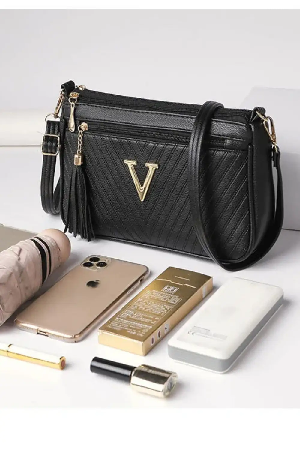 Square PU Leather Messenger Bag Lightweight Chic