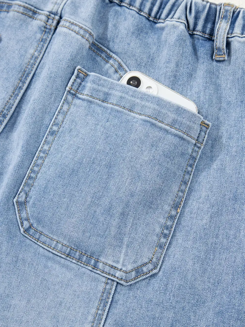 Drawstring Raw Hem Wide Leg Jeans