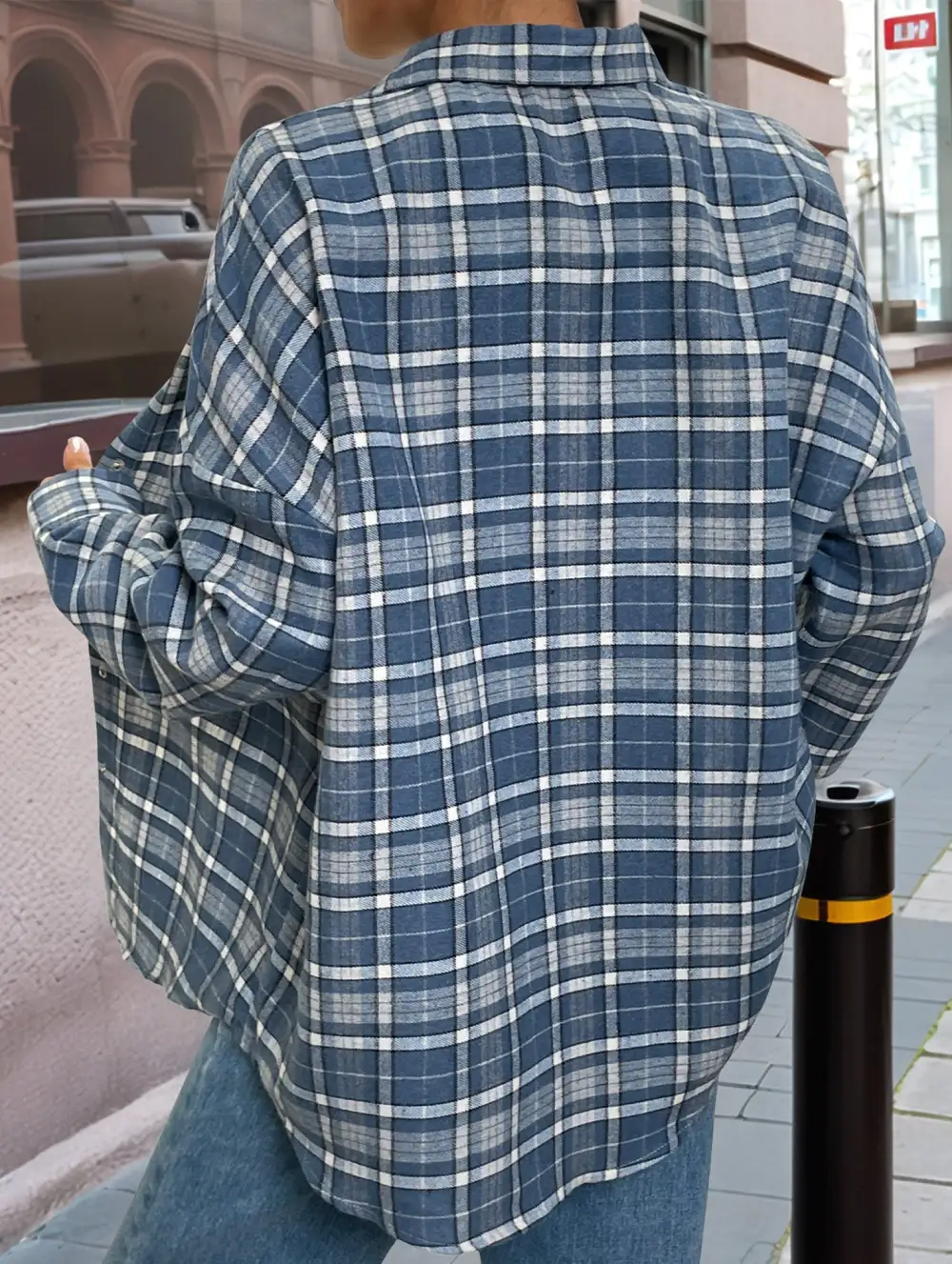 Loose Plaid Lightweight Shirt Jacket