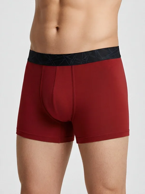 Men's Mixed Color Geometric Pattern Waistband 3-Pack Boxer Briefs