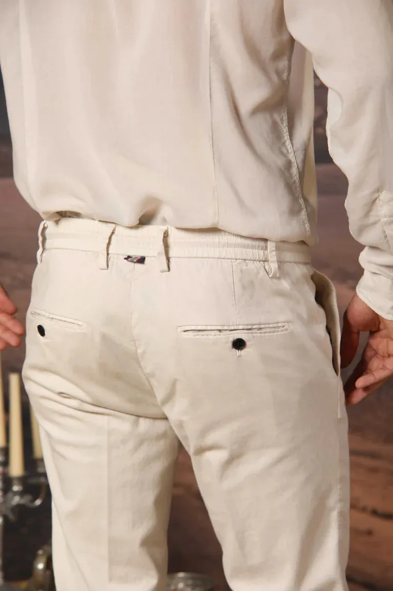 Men's Gray Cotton Linen Twill Elastic Waist Slim Fit Jogging Pants