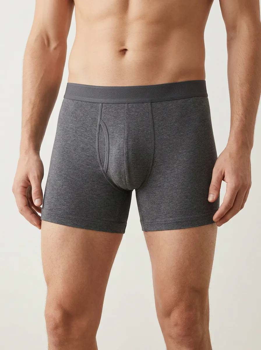 Men's Mixed Color Solid Heather Mid Rise 3-Pack Boxer Briefs