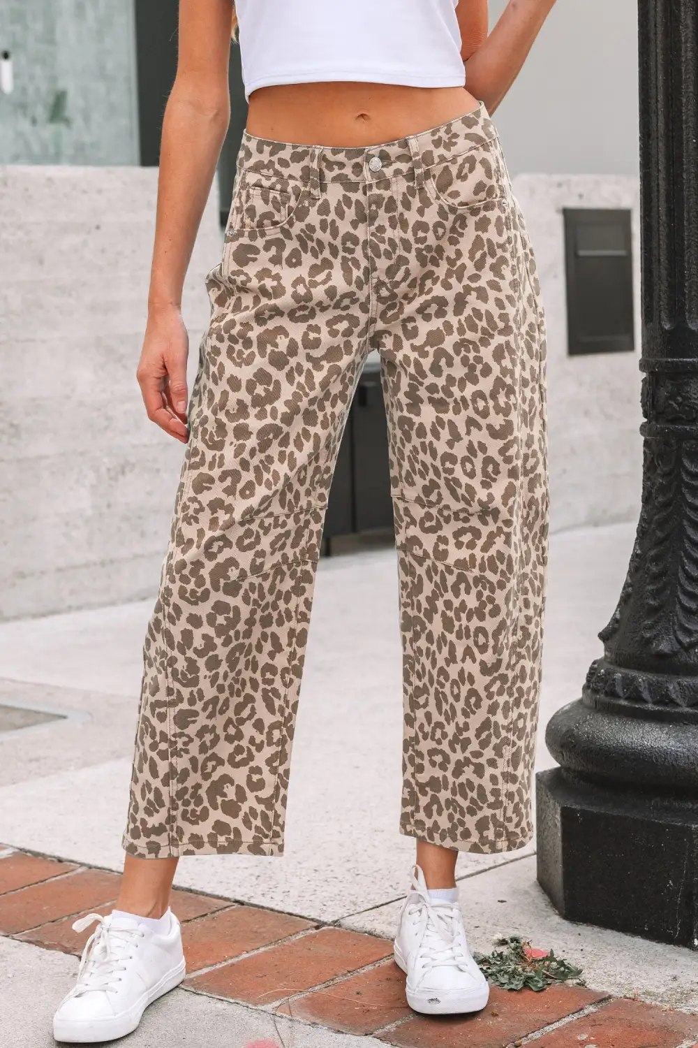 Leopard Straight Loose Jeans