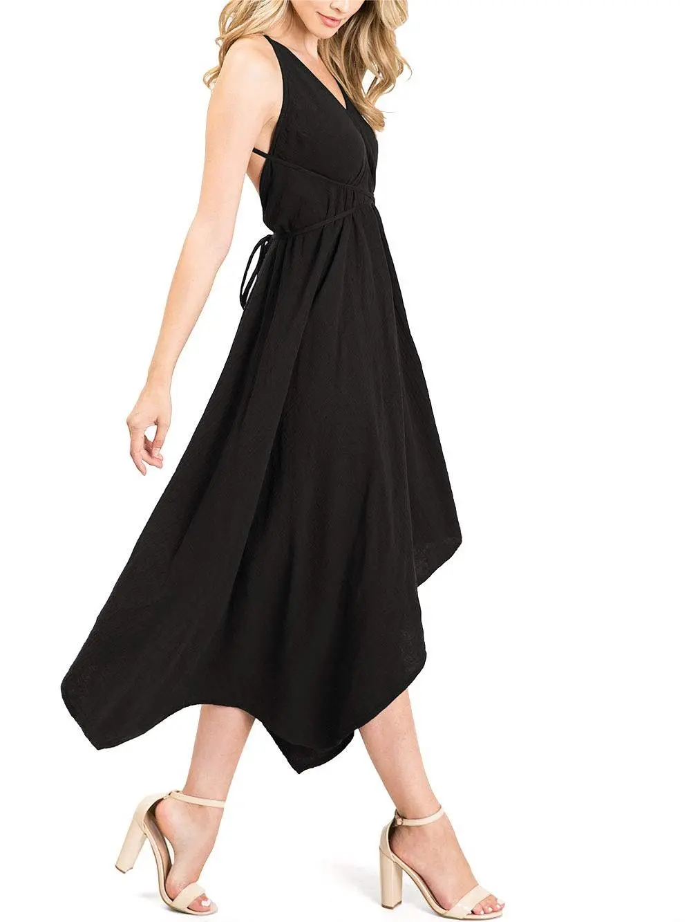 Taupe Asymmetric Midi Dress