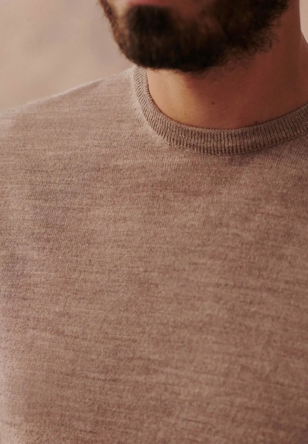 Taupe Lightweight Knit Crew Neck Sweater