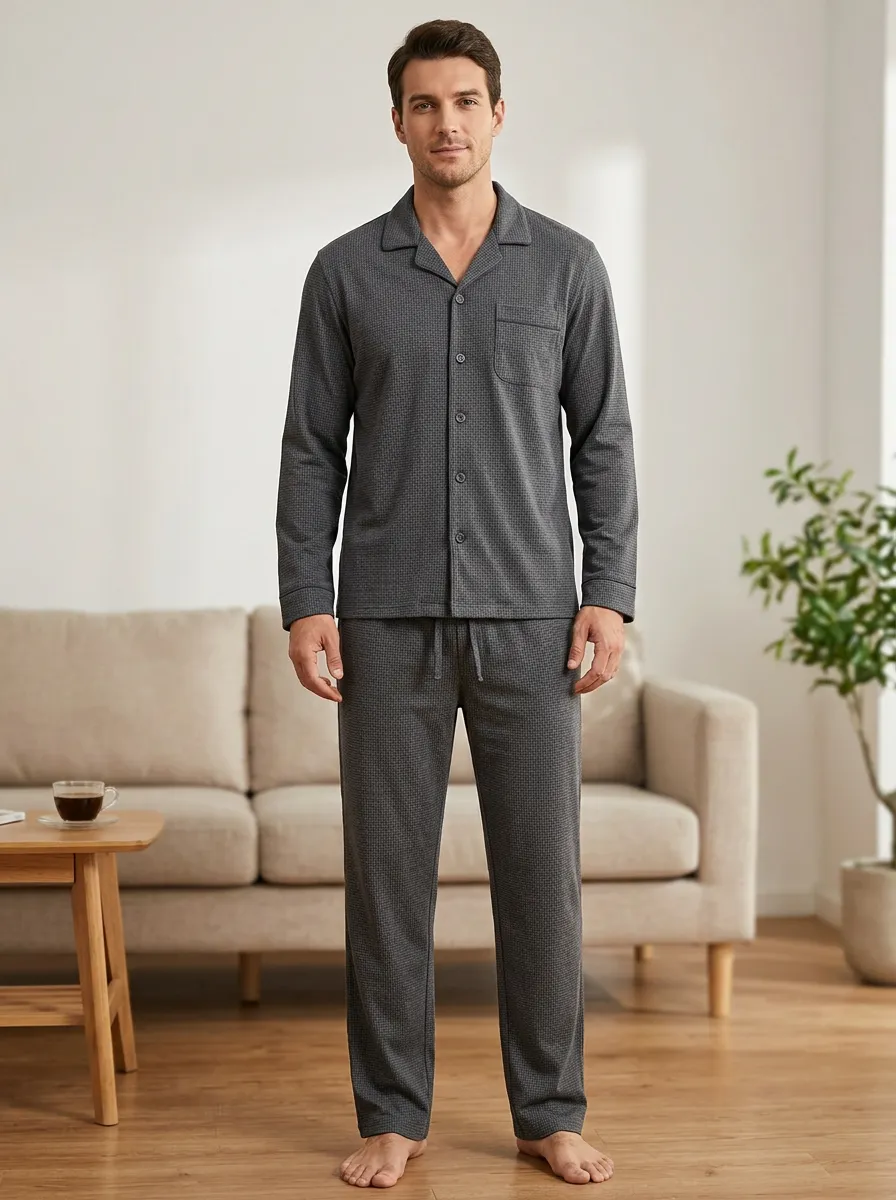 Refined Pattern Classic Men's Pajama Set