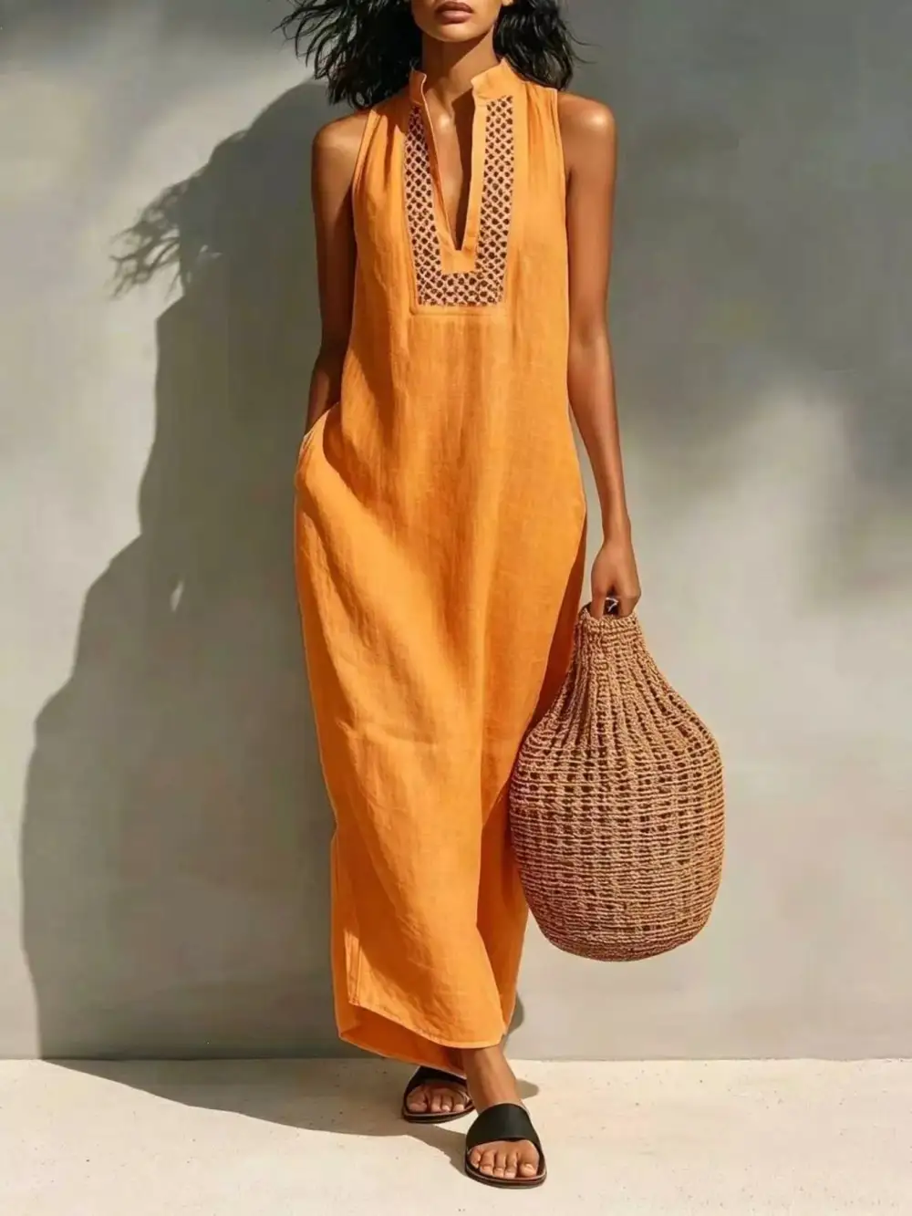 Sleeveless Maxi Dress With Pockets