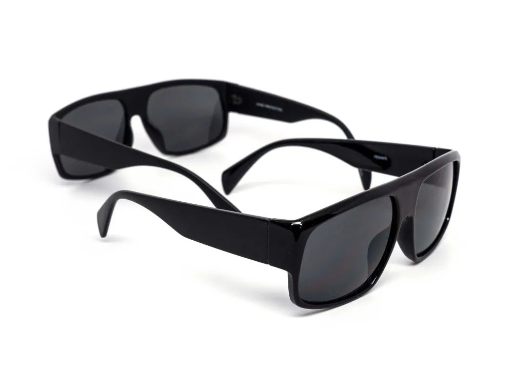 12-Pack All-Black Chunky Sport Wraparound Sunglasses