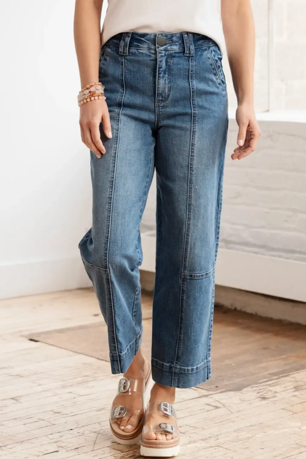 Sharp Straight Leg Denim Jeans