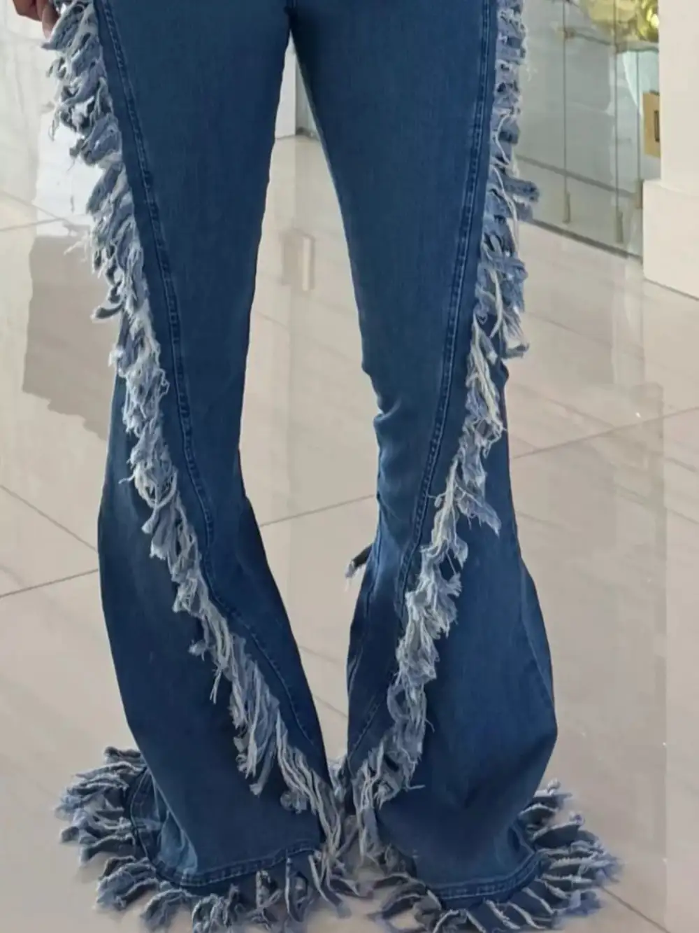 Tailored High Waist Flare Leg Denim Jeans
