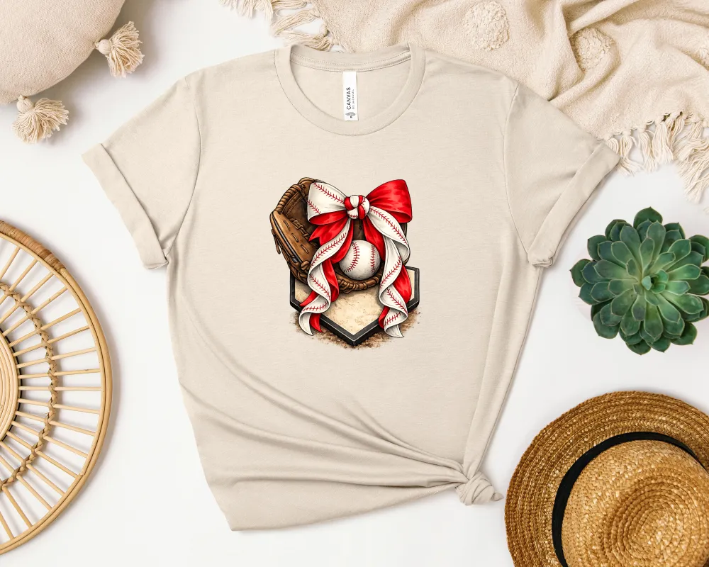 Baseball Bow Graphic Everyday Tee