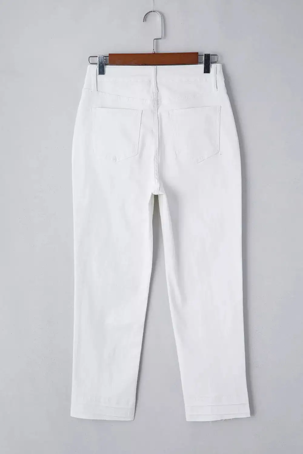 Textured High Waist Straight Leg Denim Jeans