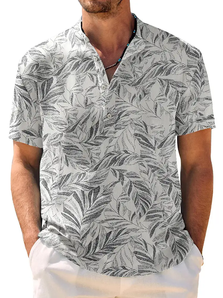 Casual Breathable Hawaiian Henley Shirt
