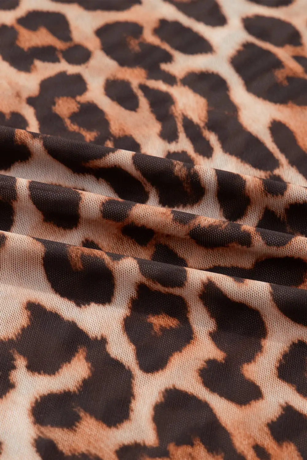 Leopard Print Mesh Long Sleeve Top