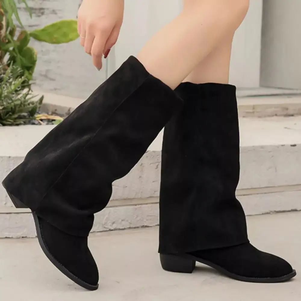 Point Toe Block Heels Boots