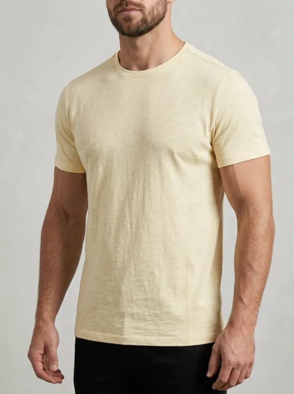 Classic Ribbed Textured Crew Neck Style Men's Slim Fit Short Sleeve T-Shirt