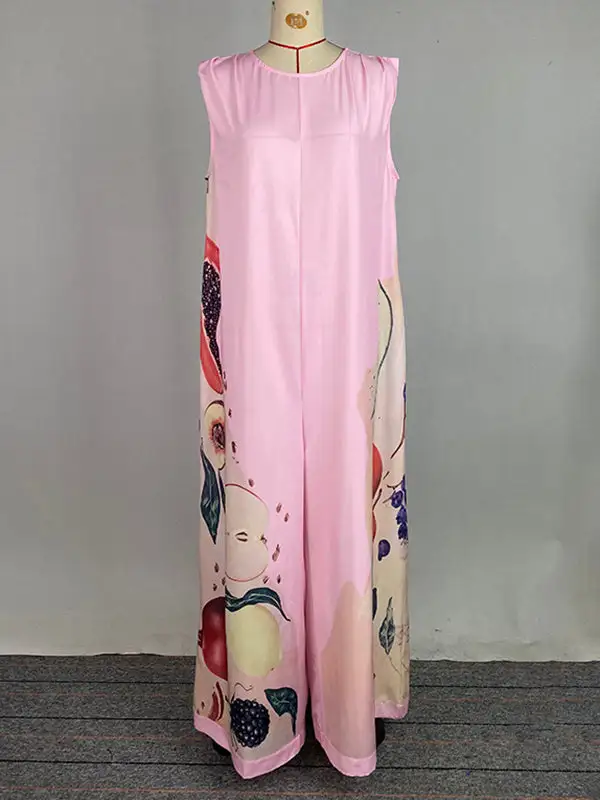 Losse Mouwloze Jumpsuits Met Ronde Hals En Bloemenprint Collection