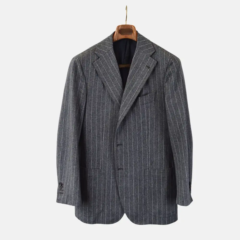Refined Chalk Stripe Wool Blazer Jacket