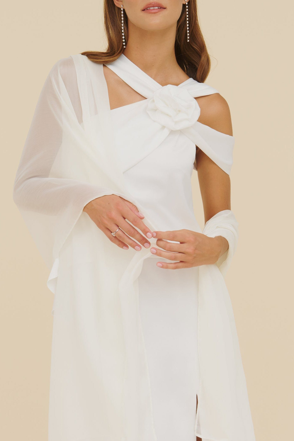 White Women's Solid Color Shawl