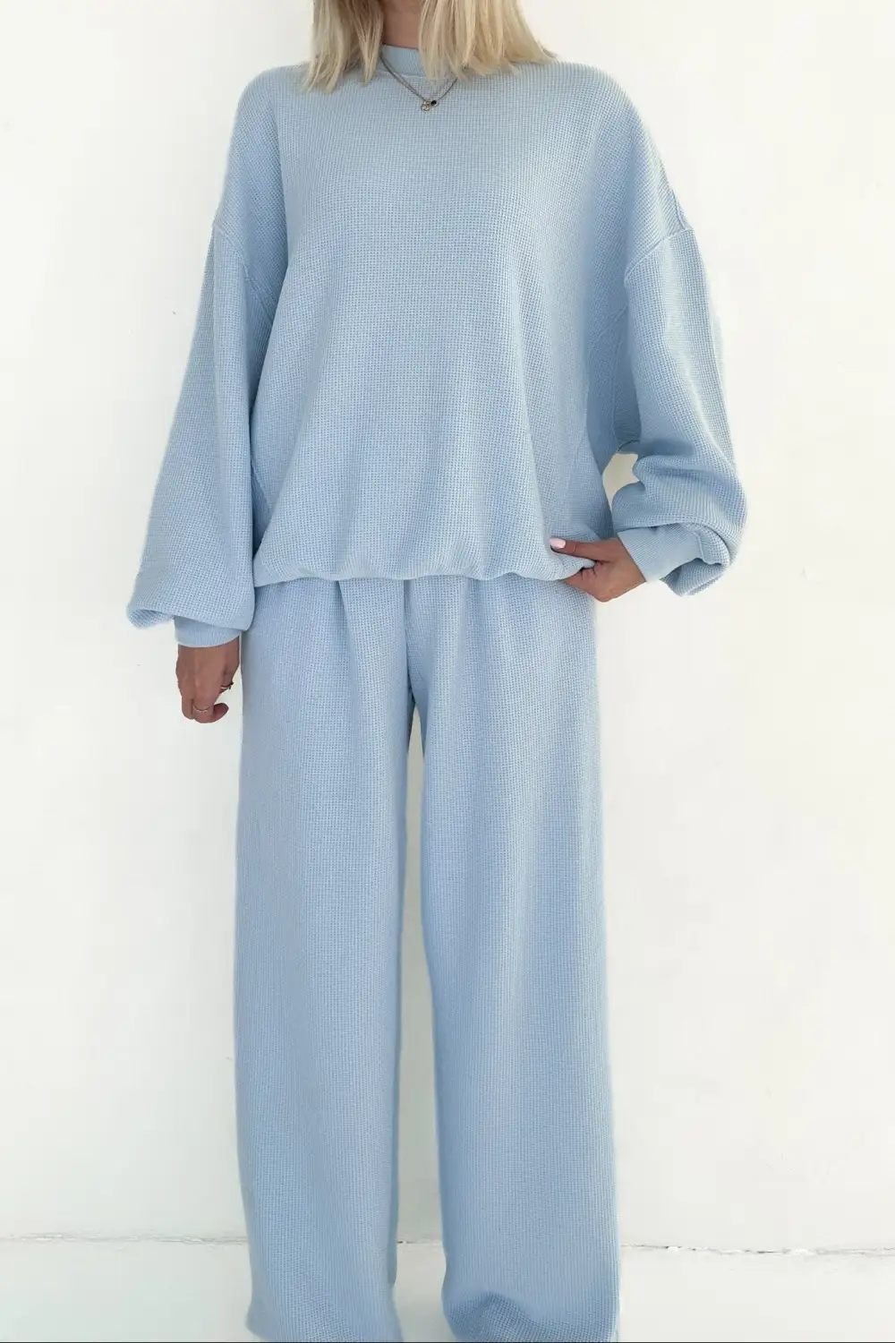Tailored Waffle Knit Sweatshirt