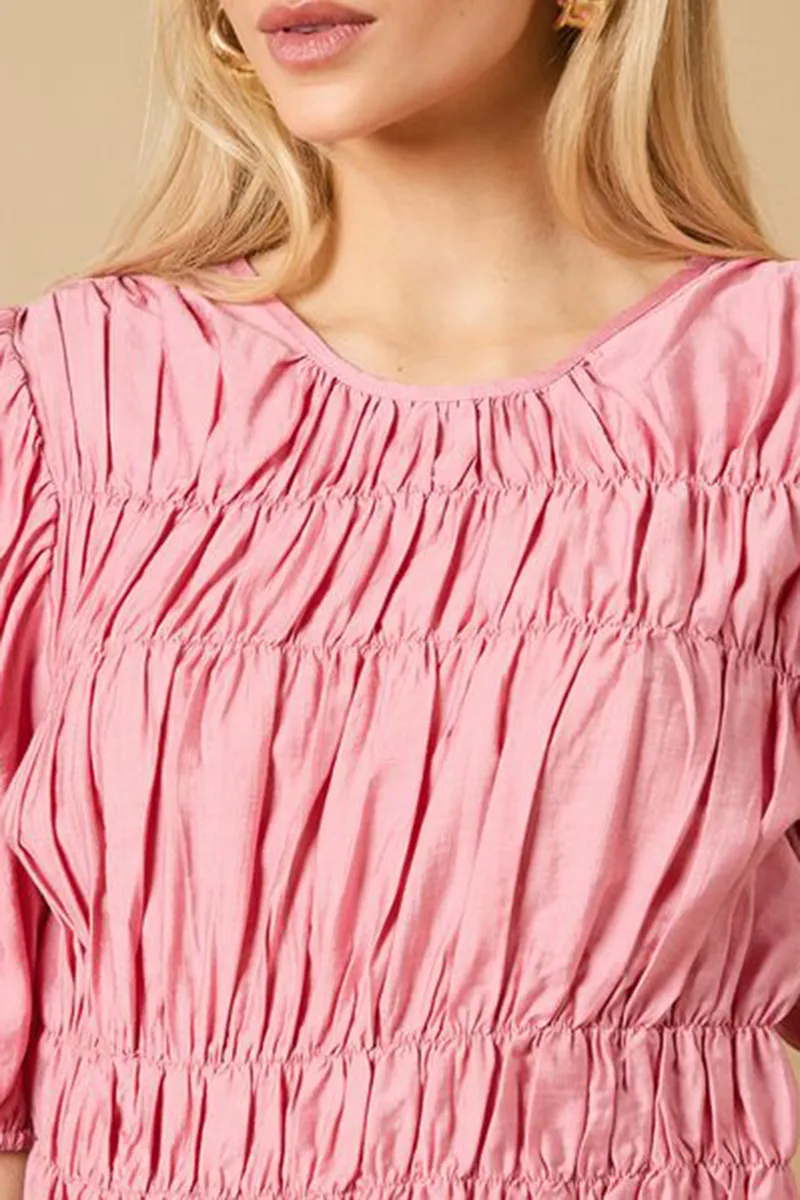 Casual Style Bodice Puff Sleeve Top