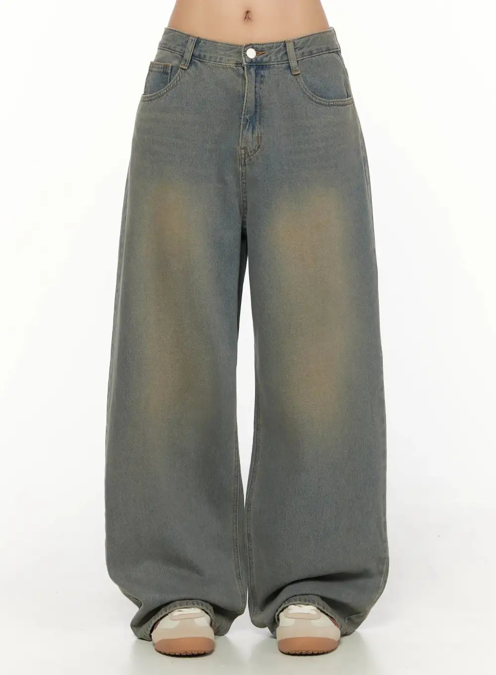 Vintage Wash Wide Leg Jeans