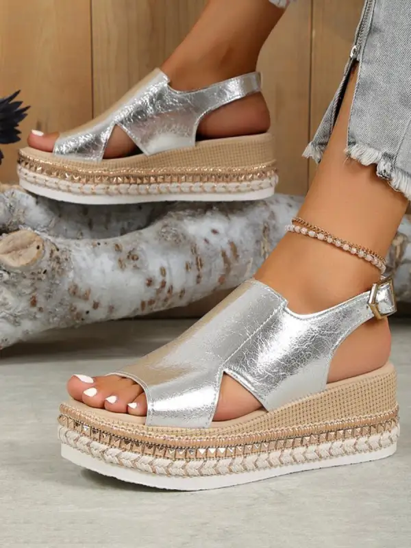 Open-Toe PU Heeled Sandals
