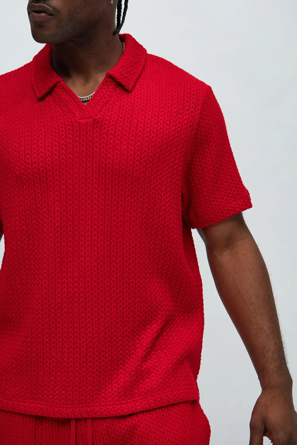 Fashion Red Textured Polo
