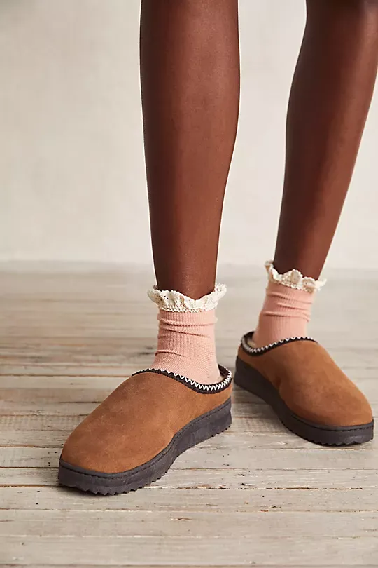 Waffle Knit Ankle Socks Purple