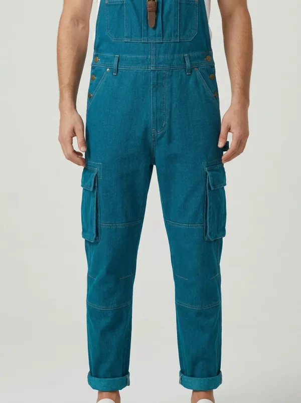 Men's Casual Vintage Denim Cargo Bib Overalls