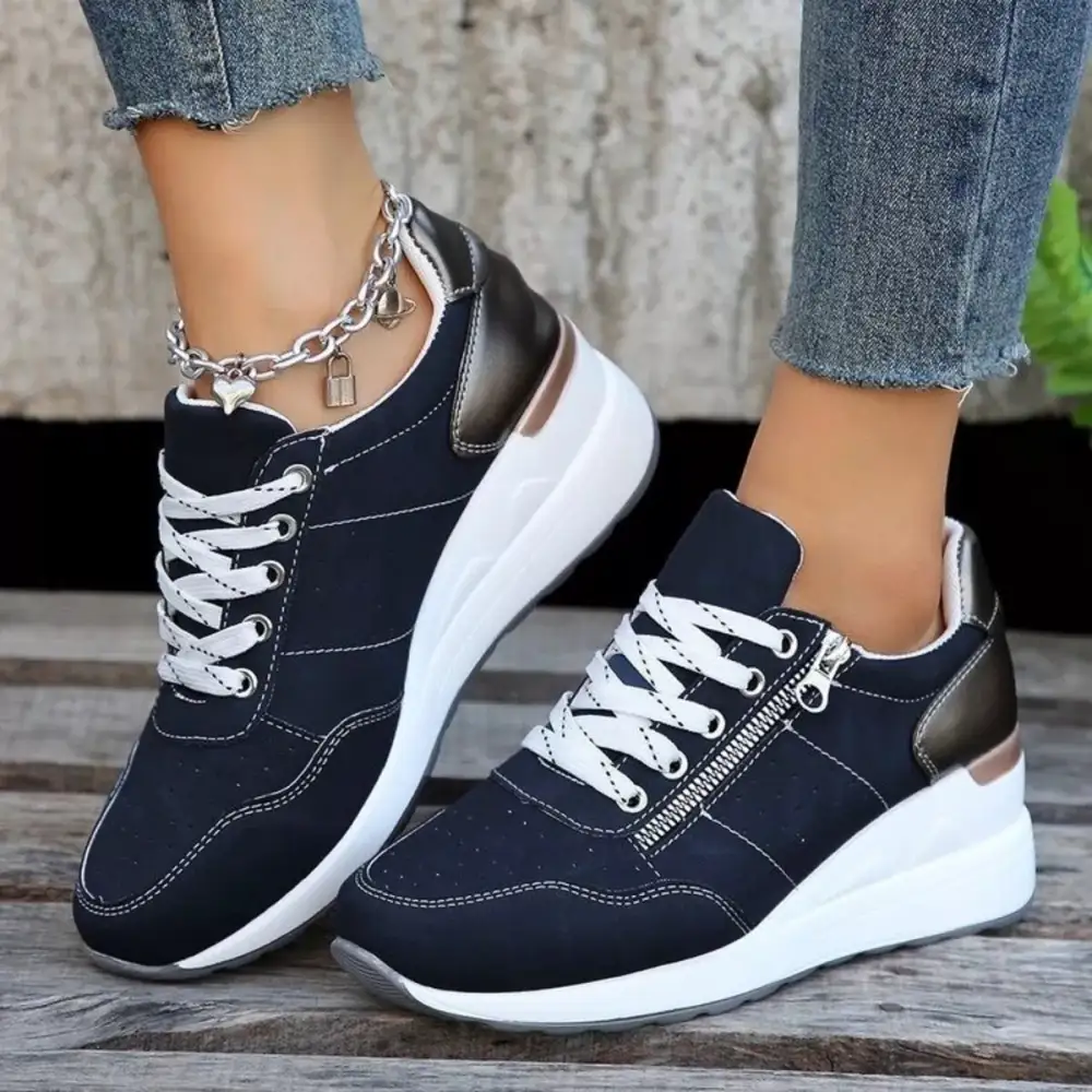 Refined Lace-Up Wedge Sneakers