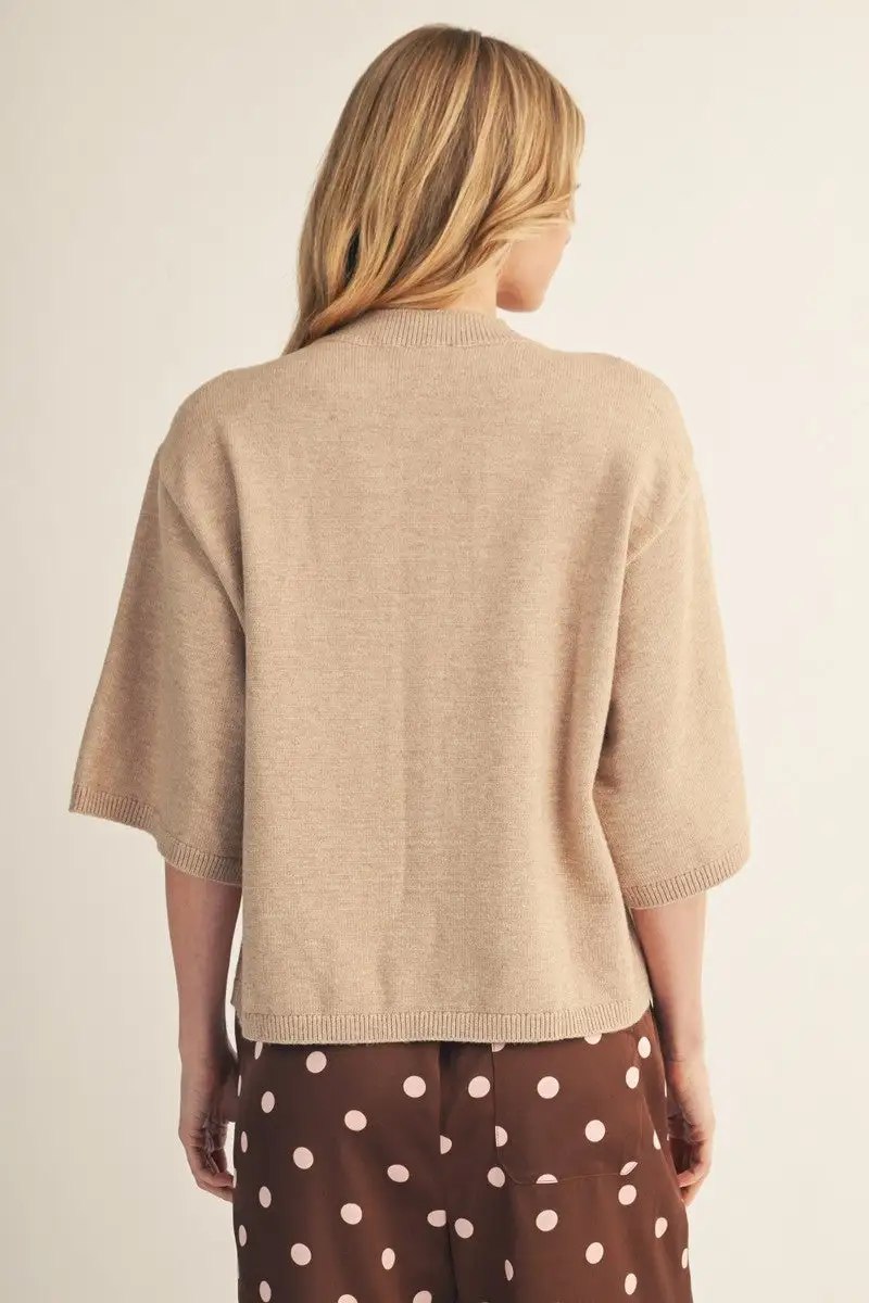 Button Front 3/4 Sleeve Top