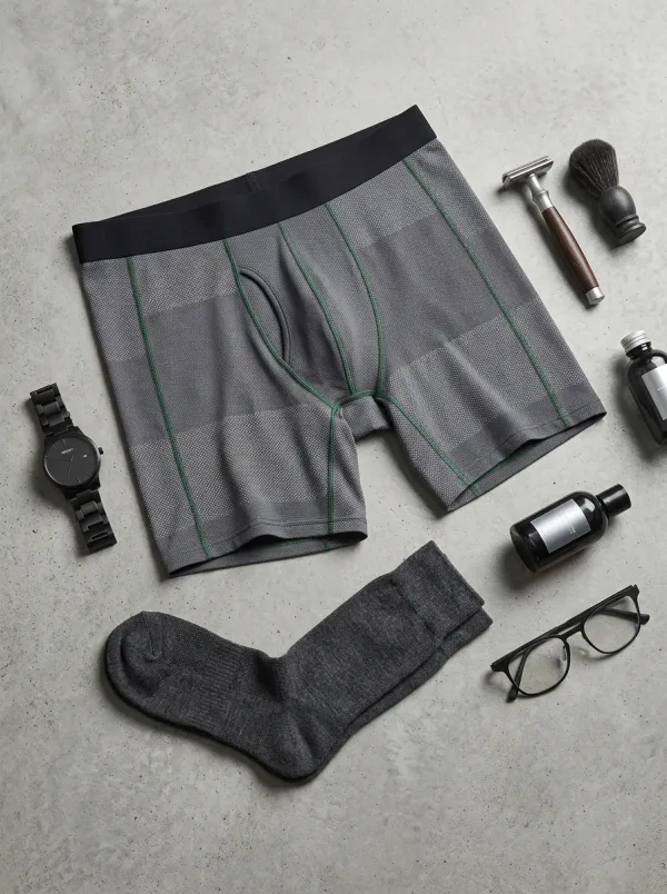 Men's Athletic Grey Geometric Printed Boxer Briefs