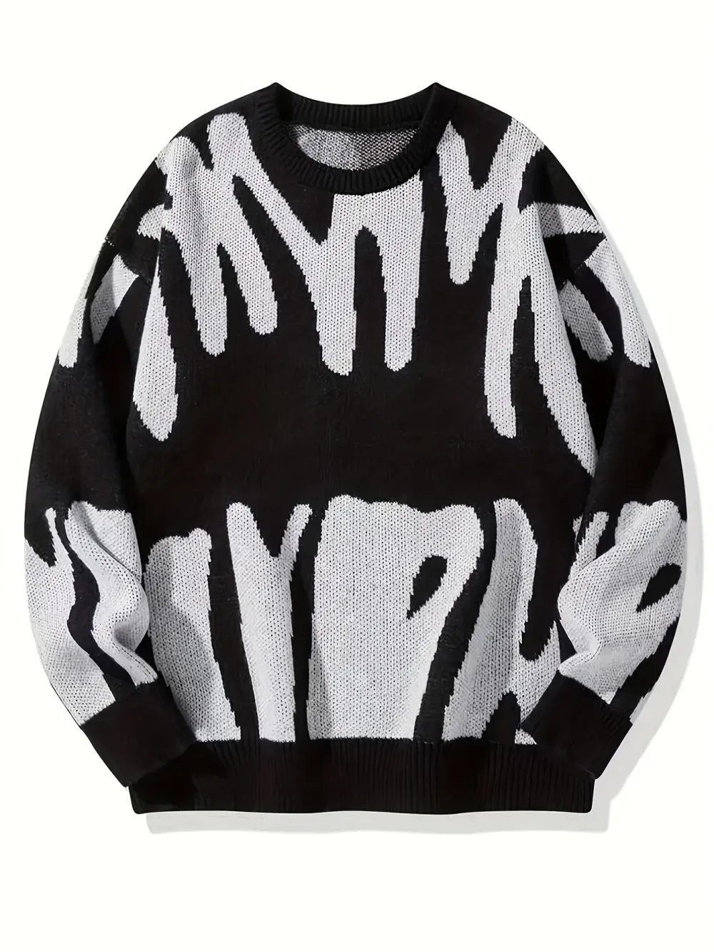 Y2k Graphic Pattern Pullover Sweater Crew Neck