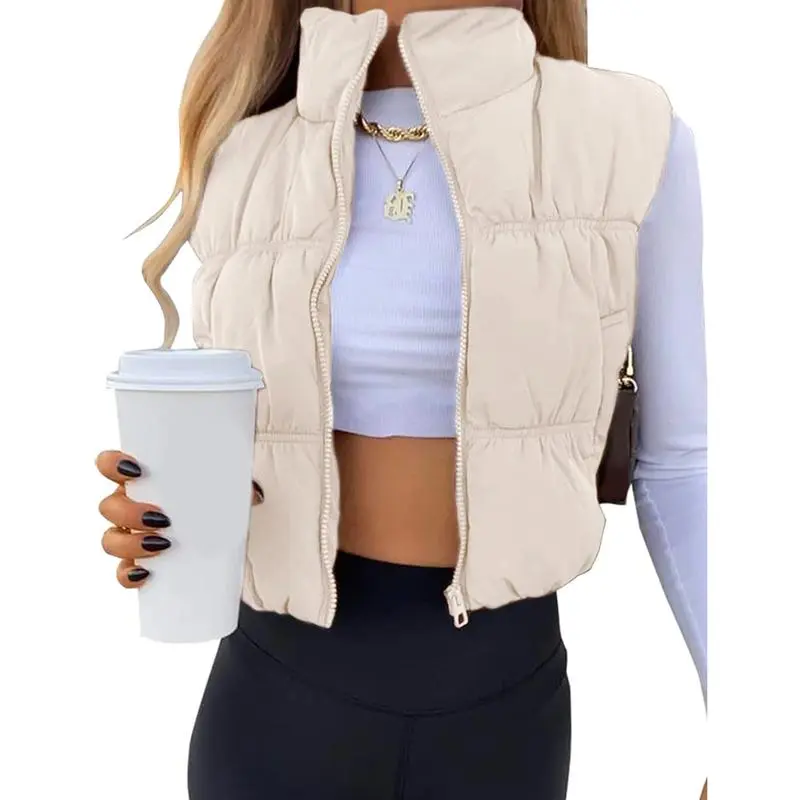 ⭐ Women’s Sleeveless Puffer Vest – Trendy, Cozy & Perfect for Layering  Zip-Up | Stand Collar | Cropped Fit | Lightweight Warmth