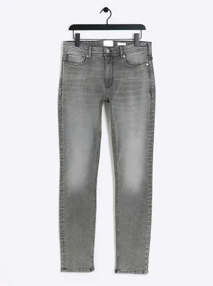 Men's  Grey Bleached Skinny Jeans