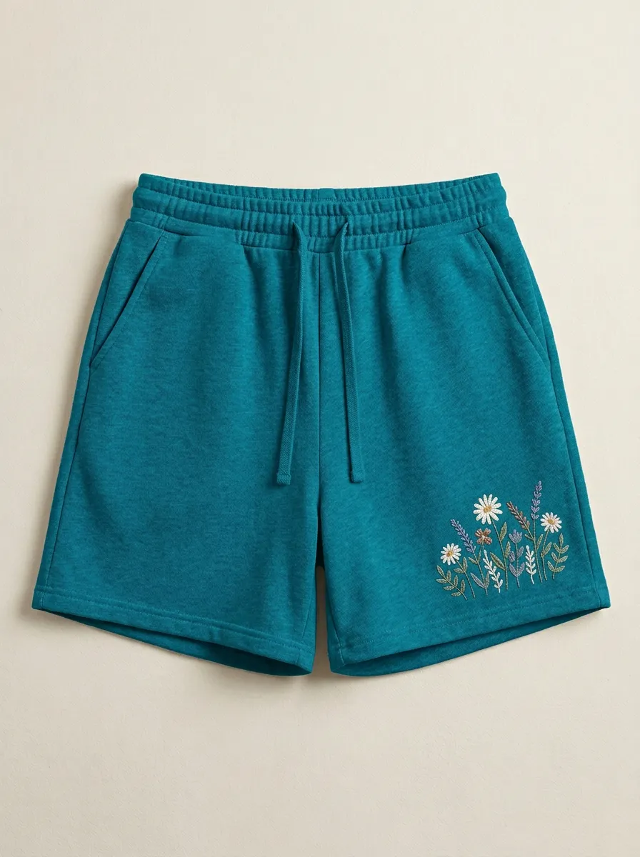 Women's Detailed Floral Embroidered Lounge Shorts