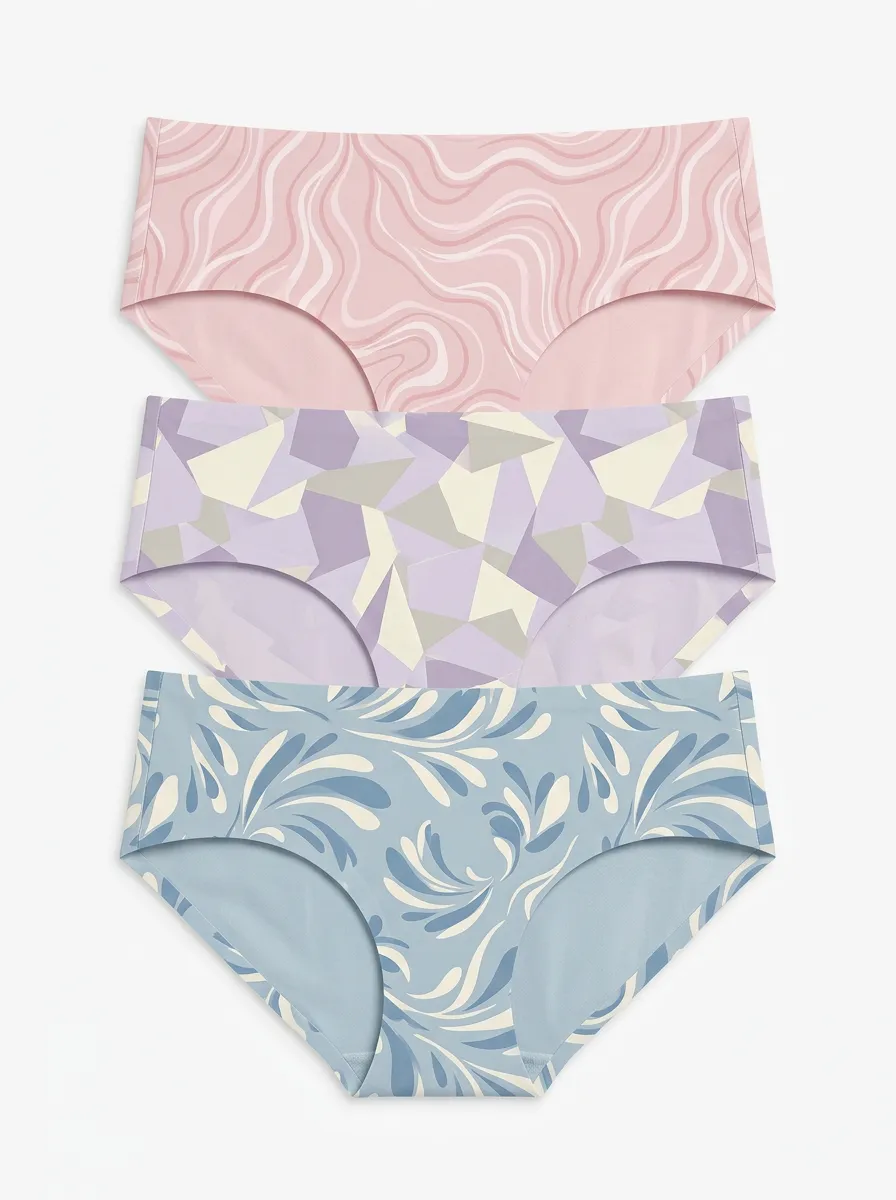 Women's Abstract Pattern Geometric Floral Print 3-Pack Panties