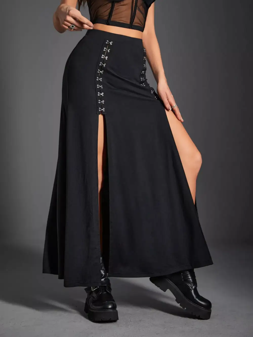 High Waisted Slit Skirt
