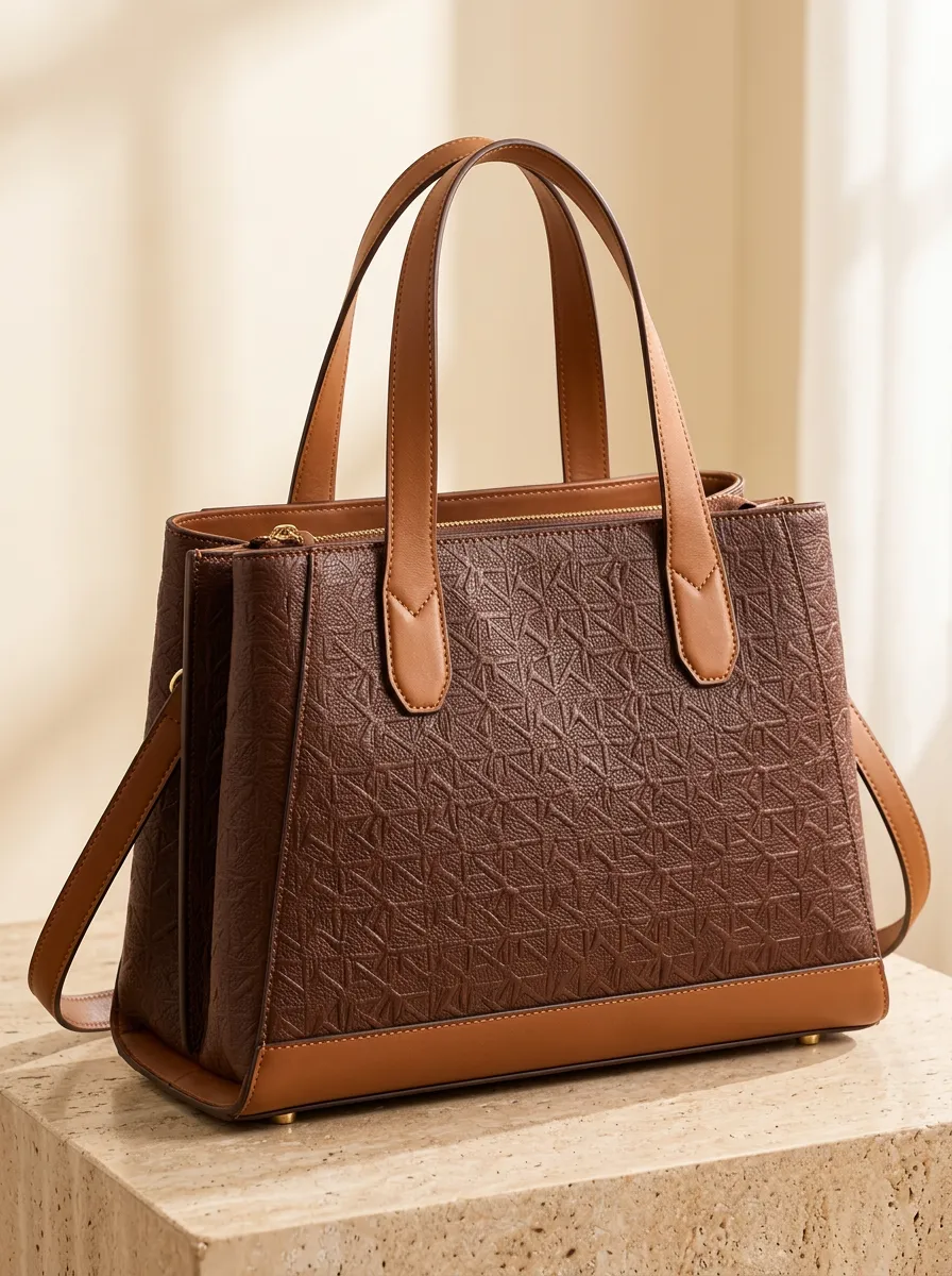 Geometric Pattern Embossed Patterned Handbag