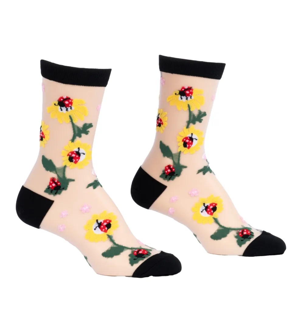 Lighthearted Playful Graphic Sheer Crew Socks