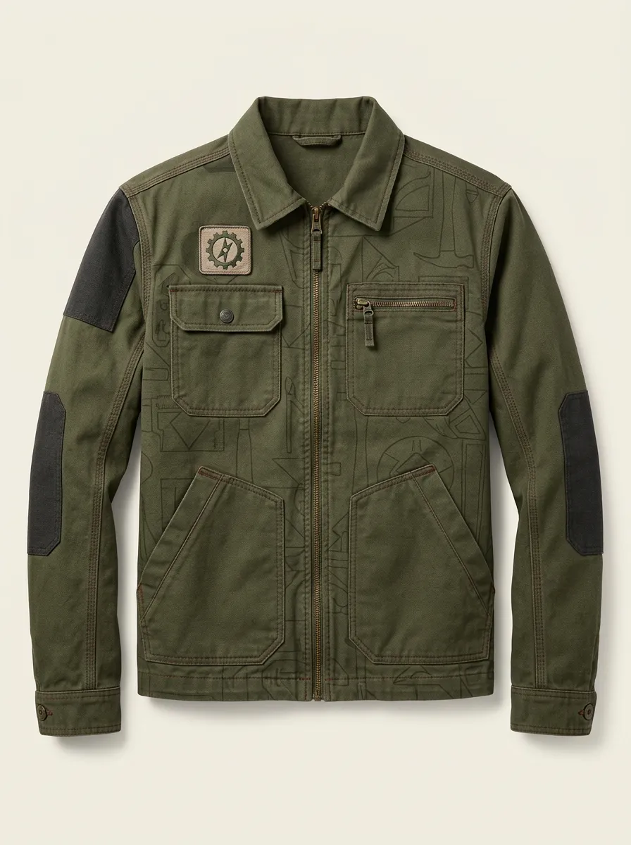 Men's Utility Gear Compass Logo Printed Jacket