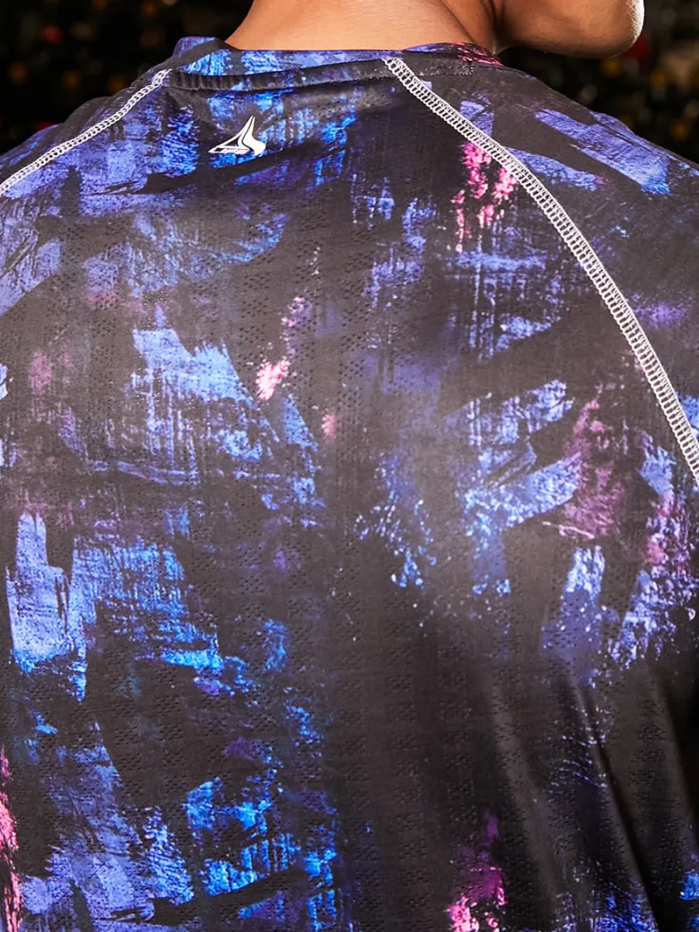 Dark Hued Abstract Print Activewear T-Shirt