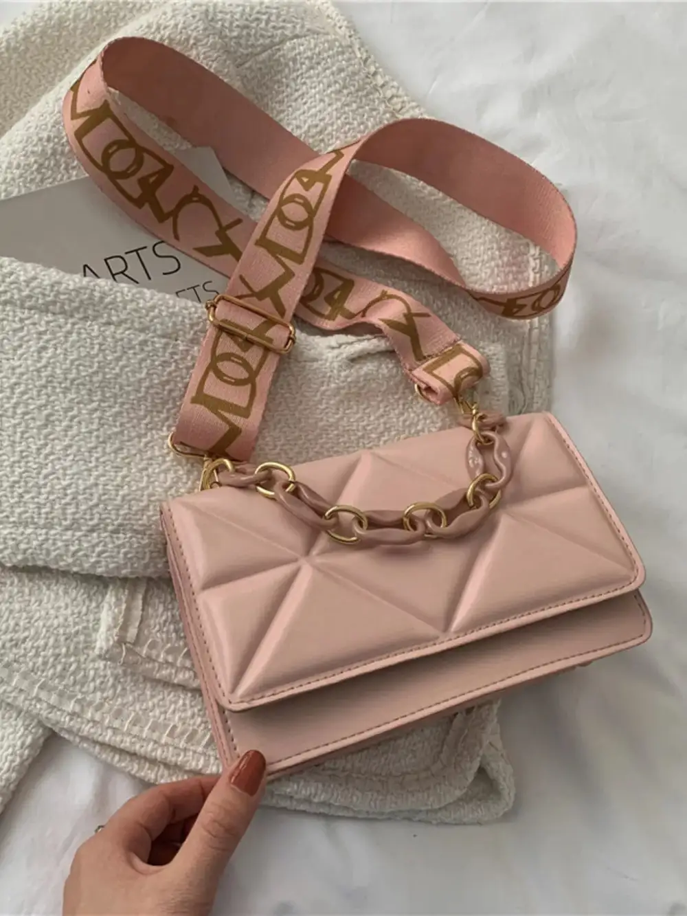 Quilted Adjustable Strap Crossbody Bag