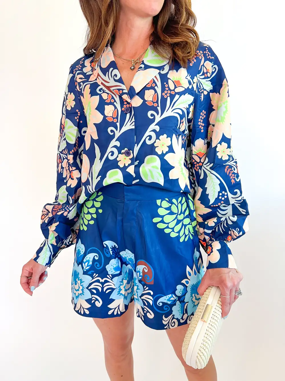 Textured Top And Shorts Set Easy Fit