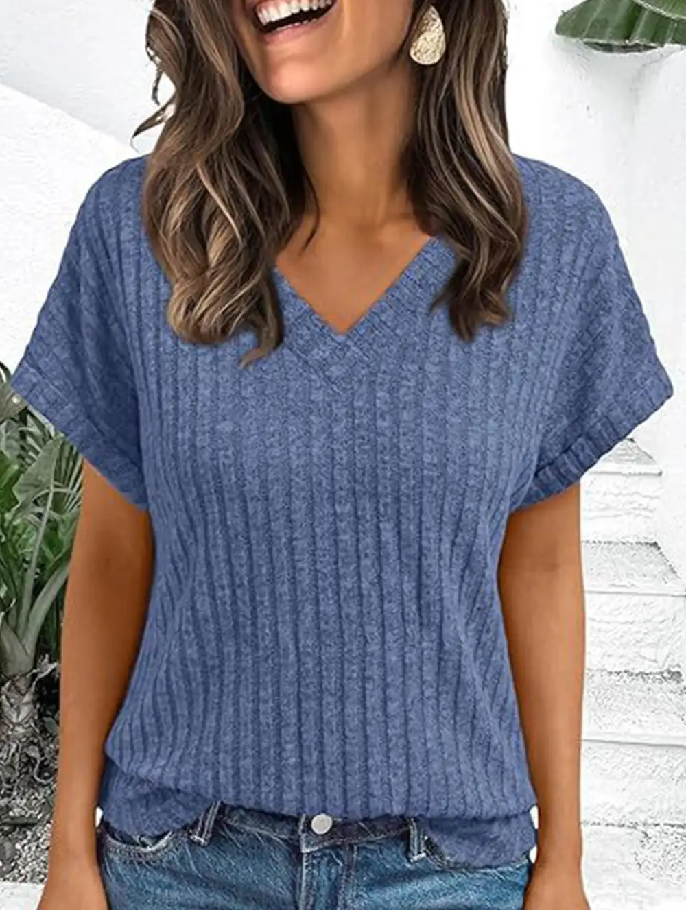 Draped V Neck Tee