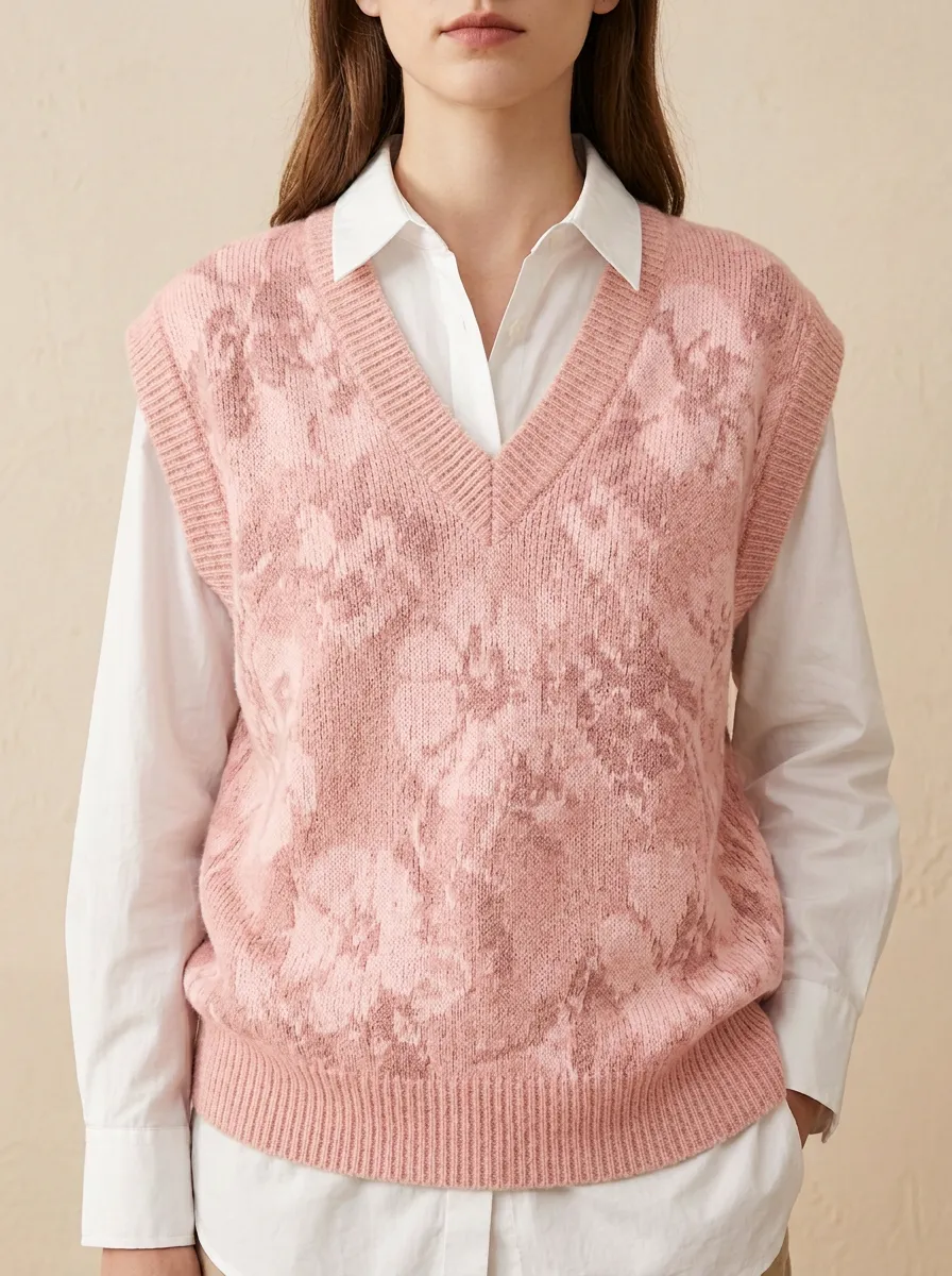 Floral Vneck Sweater Vest
