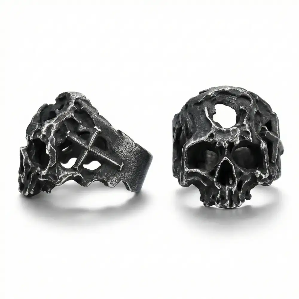 Men's Hollow Cross Skull Ring